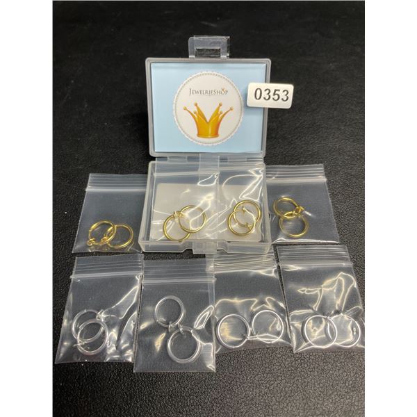 1 Pack (16 PCS Total) JewelrieShop Faux Nose/Lip/Septum Rings - Clip-On Design - New