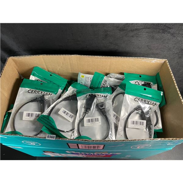 Box of Over 110+ PCS Short Extension Cords (1FT) 2 Prong Power Extension Short Cords - New