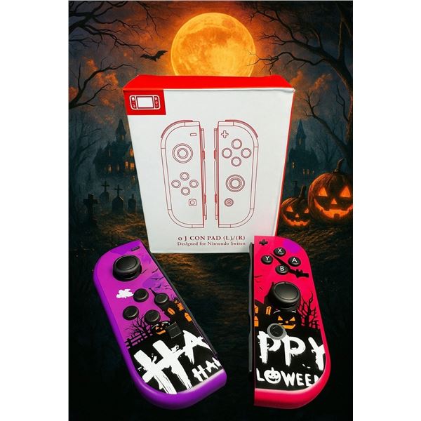 1 Pair of L+R Joycon Controllers for Nintendo Switch (Purple/Pink Spooky Design) New