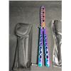 Image 2 : Lot of 3 Rainbow/Chrome Butterfly Training Knives - Dull Practice Knives - New