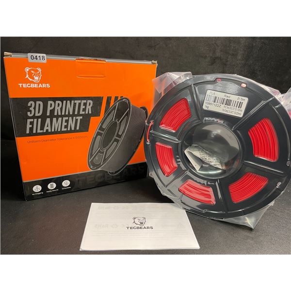 1 Roll of Tecbears PLA 3D Printer Filament - Red - 1.75mm (1KG) Roll - New Sealed