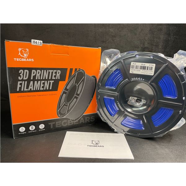 1 Roll of Tecbears PLA 3D Printer Filament - Blue - 1.75mm (1KG) Roll - New Sealed