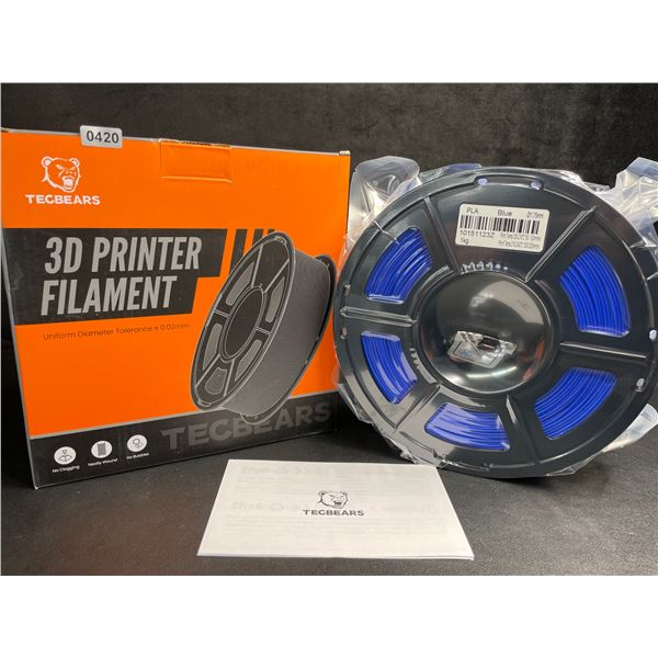 1 Roll of Tecbears PLA 3D Printer Filament - Blue - 1.75mm (1KG) Roll - New Sealed