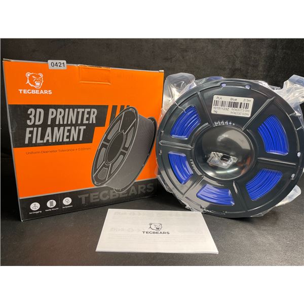 1 Roll of Tecbears PLA 3D Printer Filament - Blue - 1.75mm (1KG) Roll - New Sealed