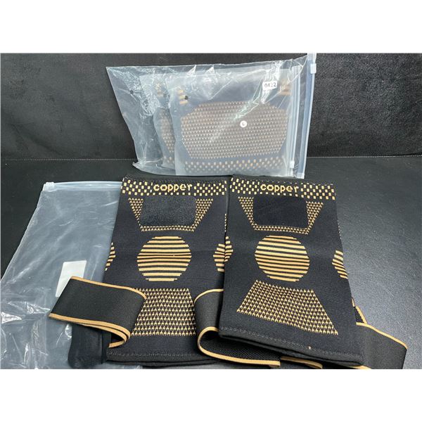 2 Pairs (4PCS) Copper Knee Braces/Knee Support - Size L - New