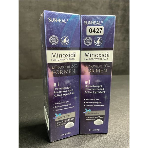 2 Boxes of Sunheal 5% Minoxidil Hair Growth Foam (60g) Reduces Hair Loss/Restores Thinning - New