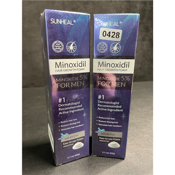 2 Boxes of Sunheal 5% Minoxidil Hair Growth Foam (60g) Reduces Hair Loss/Restores Thinning - New