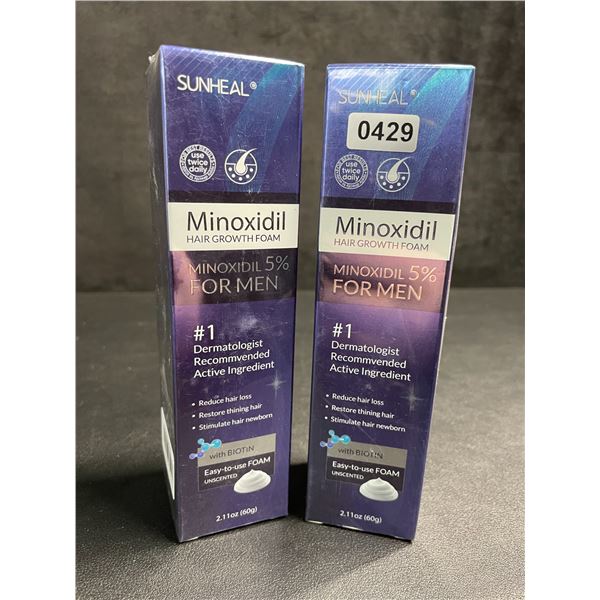 2 Boxes of Sunheal 5% Minoxidil Hair Growth Foam (60g) Reduces Hair Loss/Restores Thinning - New