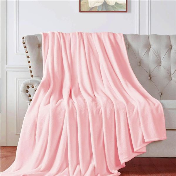 WaLensee XL Twin Size Plush Blanket (66" x 90") Pink, Super Soft/Warm & Cozy - New