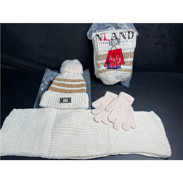 Lot of 2 Sets (3PCS Each) Toddler Winter/Warm Toque, Gloves, and Scarf Sets (Beige) - New