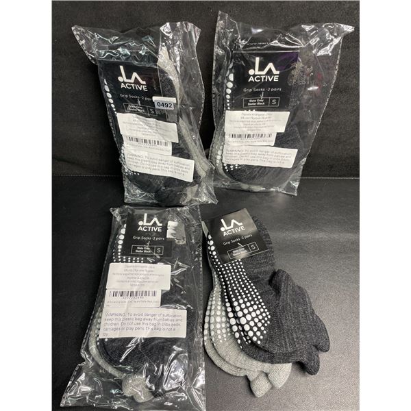 8 Pairs of LA Active Grip Socks for Women (S) Slate Grey/Black Colour - New