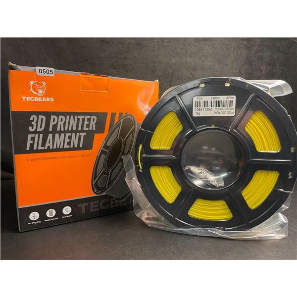 1 Roll of Tecbears PLA 3D Printer Filament - Yellow - 1.75mm (1KG) Roll - New Sealed
