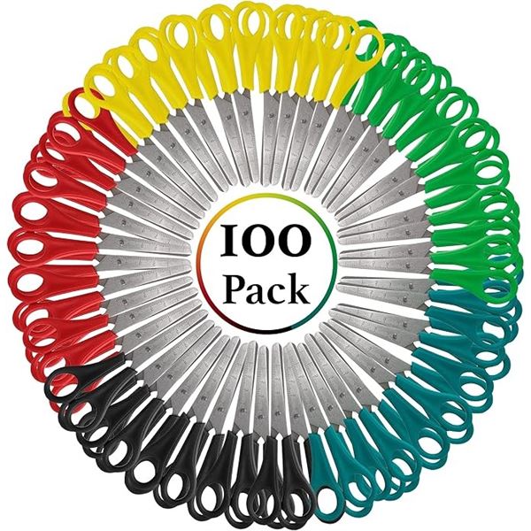 100PC Box of 5-Inch Scissors - Blunt Tip - Great for Kids/School/Crafts/Daycares - New!