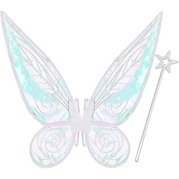 Lot of 6 Fairy/Butterfly Wings with Wand Dress-Up Sets for Girls - New