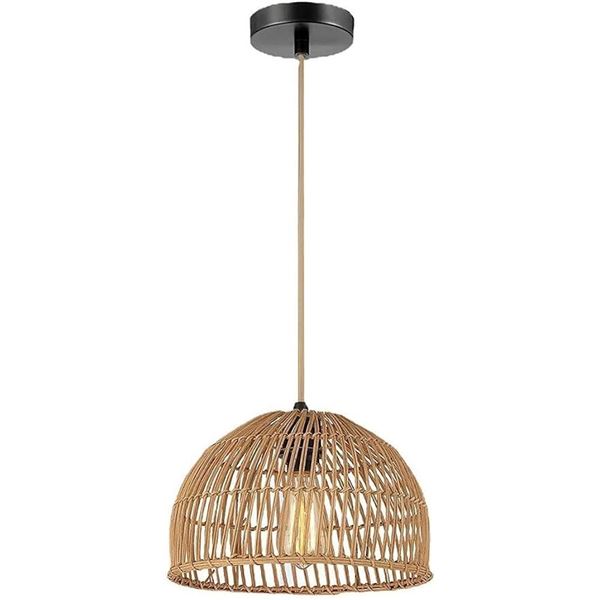 11-Inch Rattan Pendant Light Fixture/Woven Hanging Boho Light - New in Box