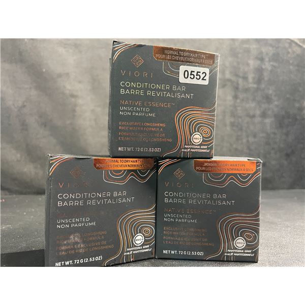 Lot of 3 VIORI Native Essence Hair Conditioner Bars (72g) For Normal to Dry Hair; Unscented - New