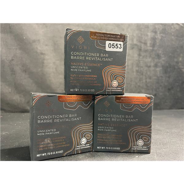 Lot of 3 VIORI Native Essence Hair Conditioner Bars (72g) For Normal to Dry Hair; Unscented - New