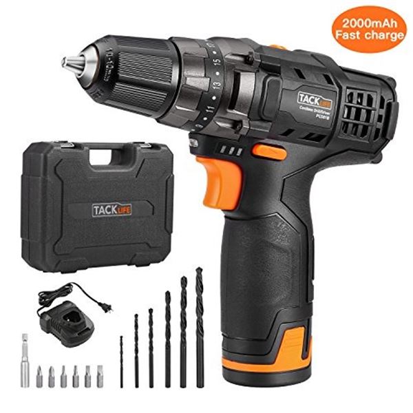 Tacklife 12V 2.0Ah Lithium-Ion Cordless Drill/Driver Tool Set with Battery/Charger - Brand New!