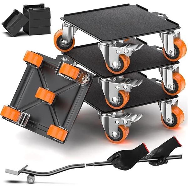 4PC Heavy-Duty 2000LB Capacity Furniture Movers with Wheels - 6.9" x 6.9" Size - Brand New