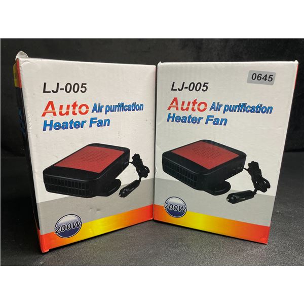 Lot of 2 Auto Air Purification Heater Fans - 200W - 12V Plug-In Design - Brand New