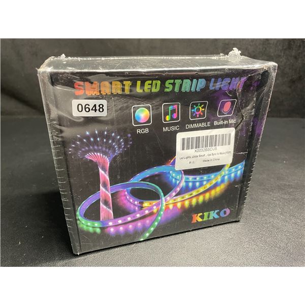 100FT Smart LED RGB Strip Light Kit - Music Sync/Dimmable/Built-In Mic - New Sealed!