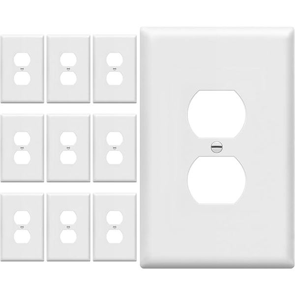 10-Pack of Enerlites Over-Sized Outlet Wall Plates/Electrical Outlet Covers (5.5" x 3.5") White; New