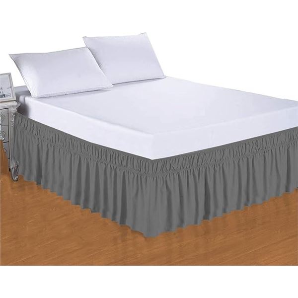 Queen Size Ruffle Bed Skirt (Dark Grey) 18" by Camp County Beyond - Brand New