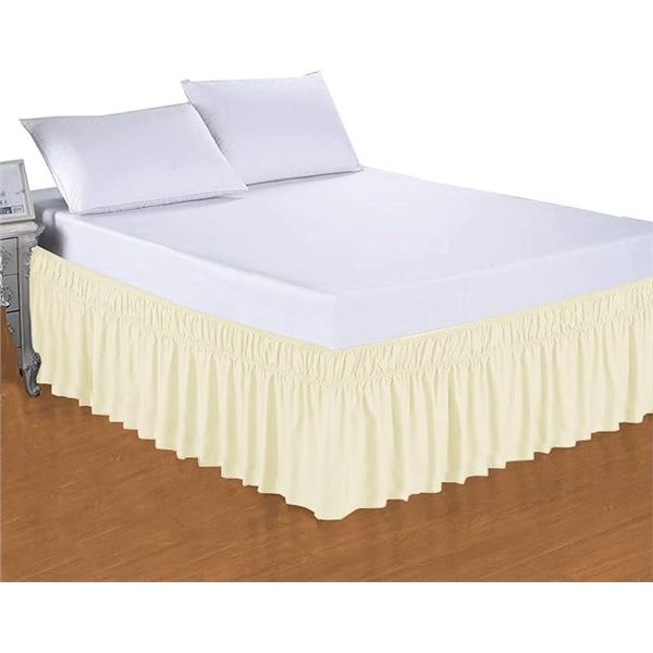 Queen Size Ruffle Bed Skirt (Ivory) 18" by Camp County Beyond - Brand New