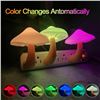 Image 2 : 3-Pack LED Color-Changing Mushroom Plug-In Night Lights w/ Dusk to Dawn Sensor; 7-Colors - New
