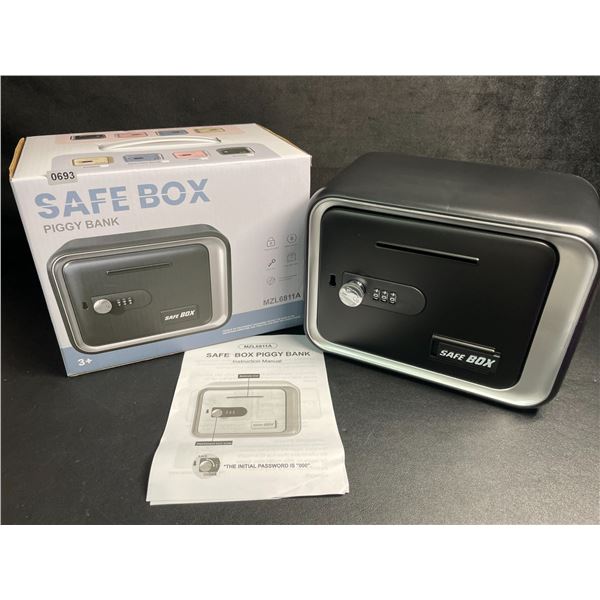Safe Box Piggy Bank with Key/Passcode (Black) Money Safe for Kids