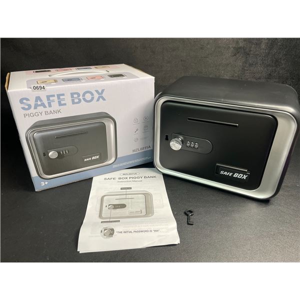 Safe Box Piggy Bank with Key/Passcode (Black) Money Safe for Kids