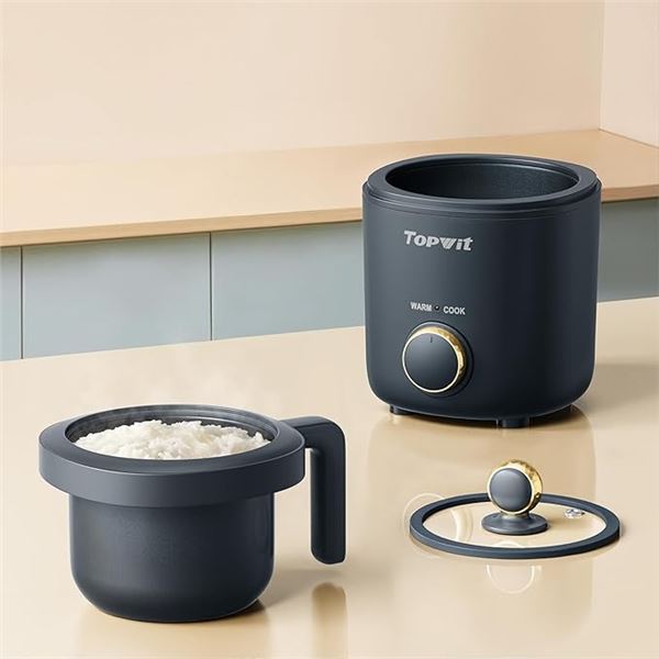 TopWite Rice Cooker - 1.2L Mini Rice Cooke with Non-Stick Coating; One-Touch/Keep Warm Function; NEW