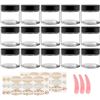 Image 1 : 15-Pack Round Clear Glass Cosmetic Jars with Black Lids (4oz) Great for DIY Beauty/Crafts - New