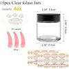 Image 5 : 15-Pack Round Clear Glass Cosmetic Jars with Black Lids (4oz) Great for DIY Beauty/Crafts - New