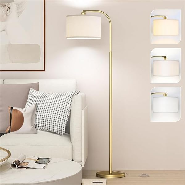 Arc Floor Lamp for Living Room (65") Gold Modern Design with Bulb Included - New Sealed!