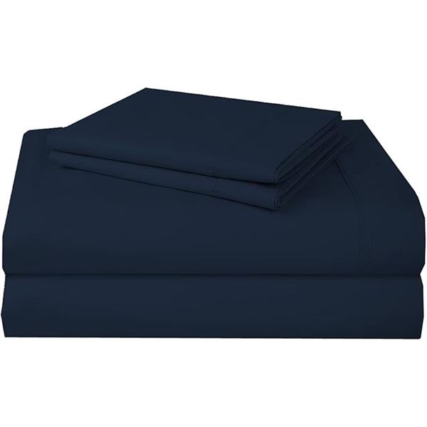 4PC 100% Egyptian Cotton King Size Sheet Set (Navy Blue) 800 Thread Count; 15" Deep Pocket - NEW