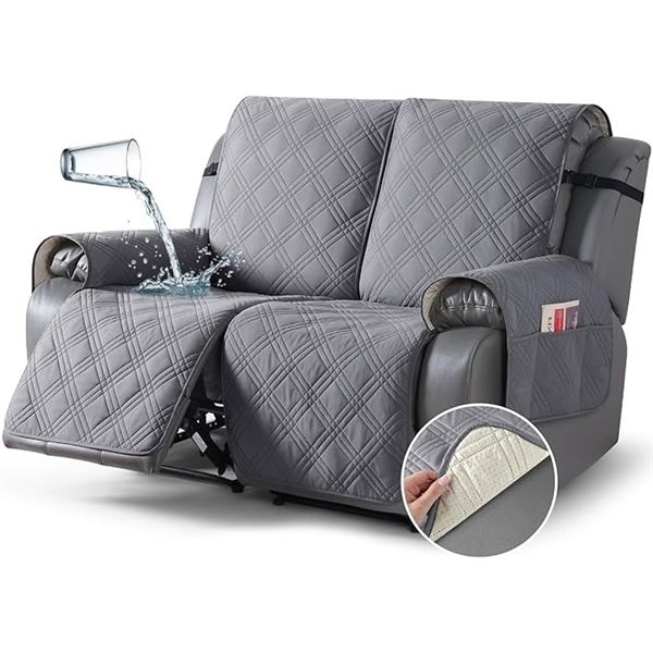 2-Seater Waterproof Loveseat/Recliner Cover; Non-Slip Pet Cover/Furniture Protector (Light Gray) NEW