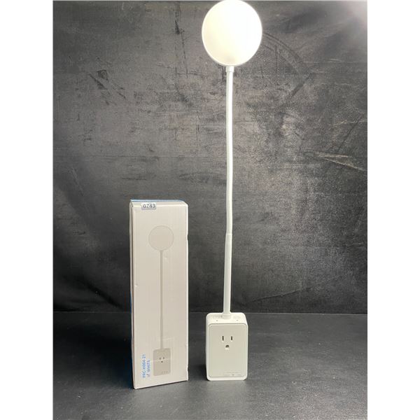 Flexible LED Reading Light with Plug & Socket (Great for Nightstands/Behind Beds) White - New