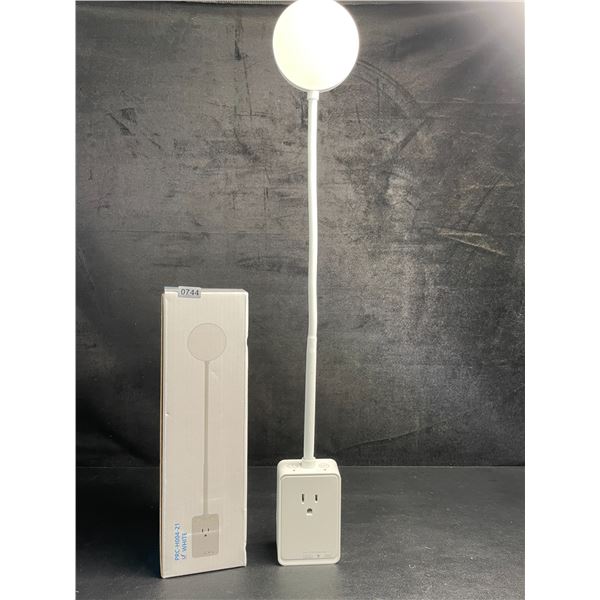 Flexible LED Reading Light with Plug & Socket (Great for Nightstands/Behind Beds) White - New