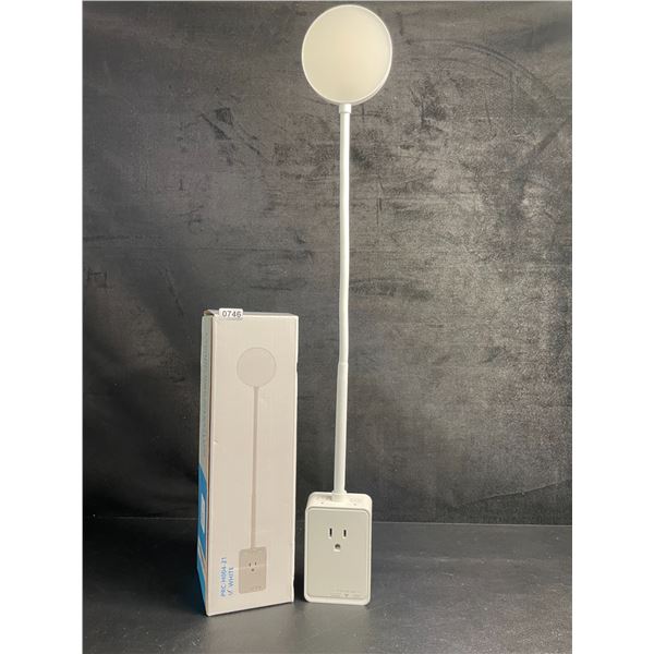 Flexible LED Reading Light with Plug & Socket (Great for Nightstands/Behind Beds) White - New