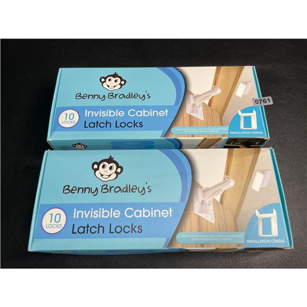2 Boxes of Benny Bradley's Invisible Cabinet Latch Locks/Child Safety Locks (10PCS Each) New