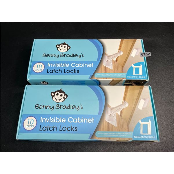 2 Boxes of Benny Bradley's Invisible Cabinet Latch Locks/Child Safety Locks (10PCS Each) New