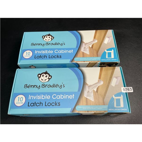 2 Boxes of Benny Bradley's Invisible Cabinet Latch Locks/Child Safety Locks (10PCS Each) New