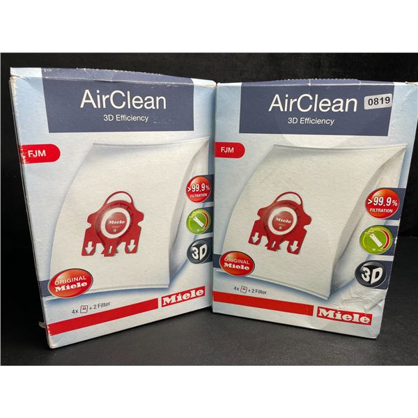 2 Boxes of Miele AirClean 3D Efficiency Dust Bags, Type FJM (4 Bags & 2 Filters Per Box) New