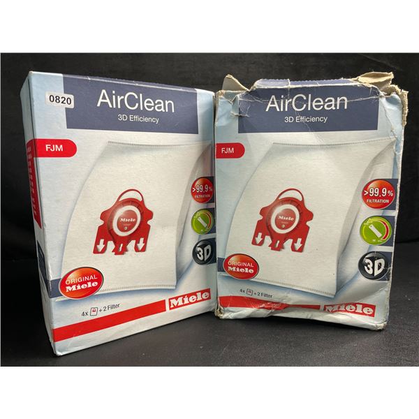 2 Boxes of Miele AirClean 3D Efficiency Dust Bags, Type FJM (4 Bags & 2 Filters Per Box) New
