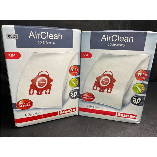 2 Boxes of Miele AirClean 3D Efficiency Dust Bags, Type FJM (4 Bags & 2 Filters Per Box) New