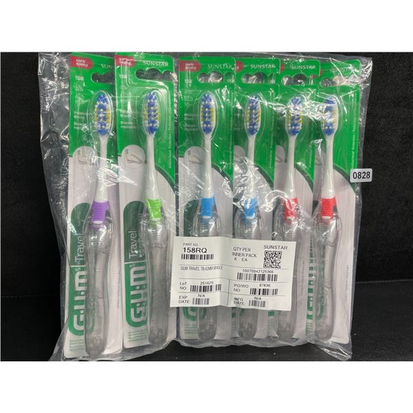 6-Pack of G.U.M. Travel/Foldable Toothbrushes with Built-In Case - New Sealed