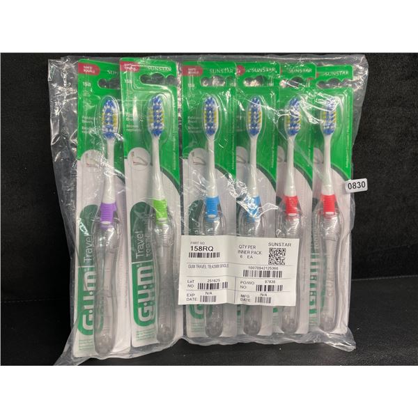 6-Pack of G.U.M. Travel/Foldable Toothbrushes with Built-In Case - New Sealed