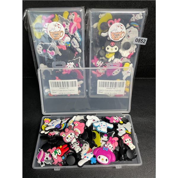 3 Packs of Cute Sanrio Characters Crocs Shoe Charms/Jibbitz Croc Charms (33pcs Each) - New