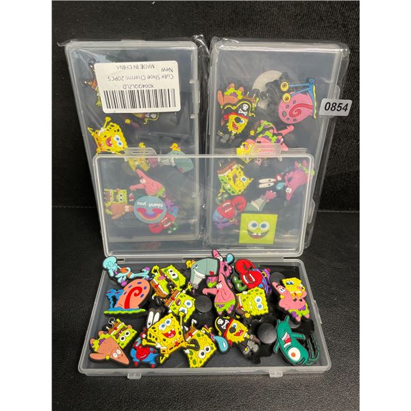 3 Packs of Spongebob Characters Crocs Shoe Charms/Jibbitz Croc Charms (20pcs Each) - New